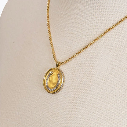 Chauncy Pave Equestrian Horseshoe Necklace in Gold Urban-Equestrian