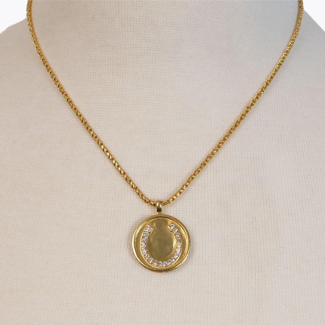 Chauncy Pave Equestrian Horseshoe Necklace in Gold Urban-Equestrian