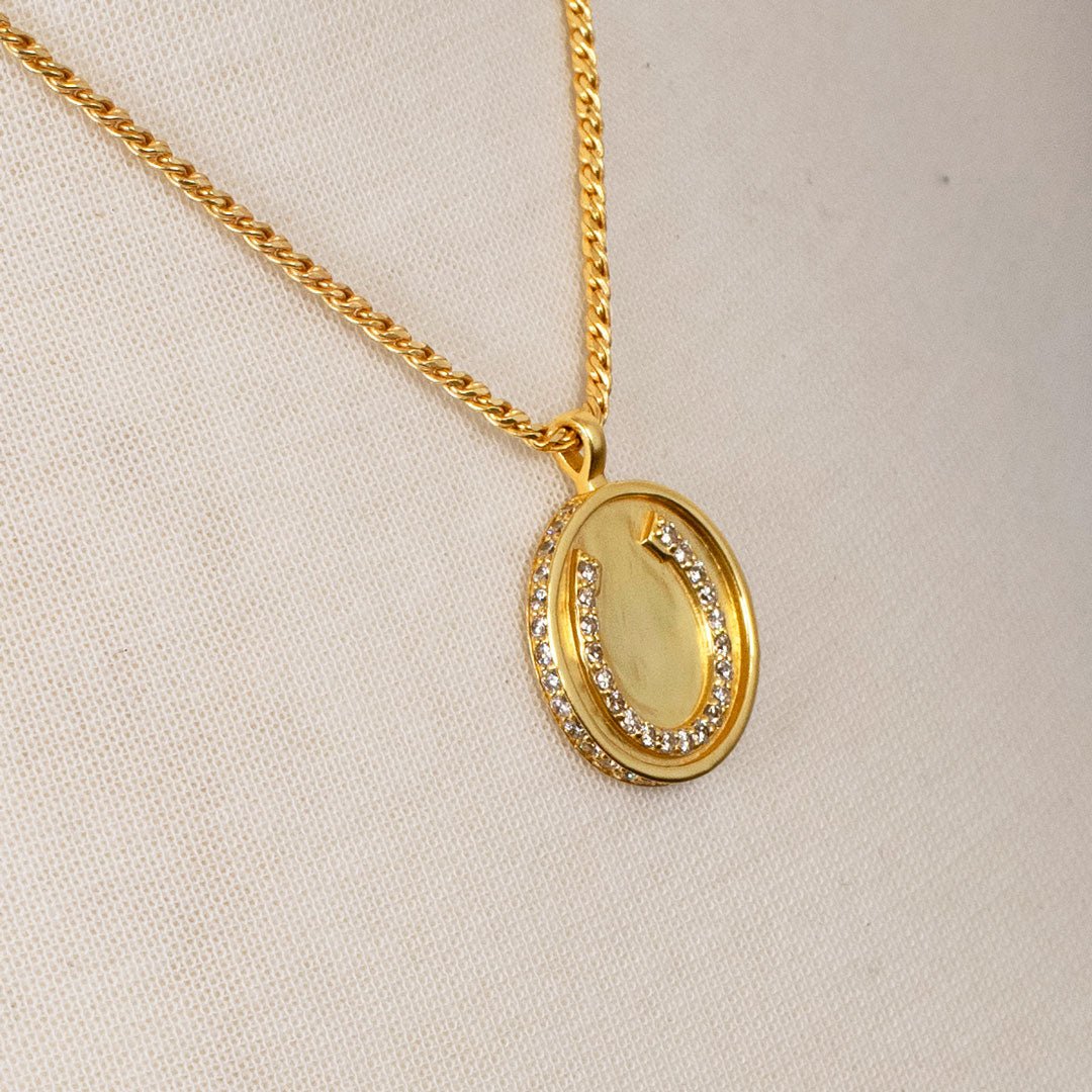 Chauncy Pave Equestrian Horseshoe Necklace in Gold Urban-Equestrian