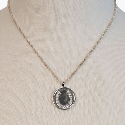 Chauncy Pave Equestrian Horseshoe Necklace in Silver Urban-Equestrian