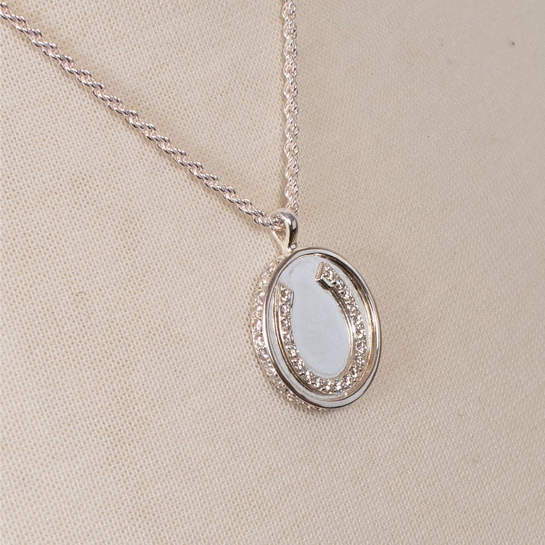 Chauncy Pave Equestrian Horseshoe Necklace in Silver Urban-Equestrian