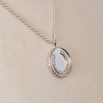 Chauncy Pave Equestrian Horseshoe Necklace in Silver Urban-Equestrian