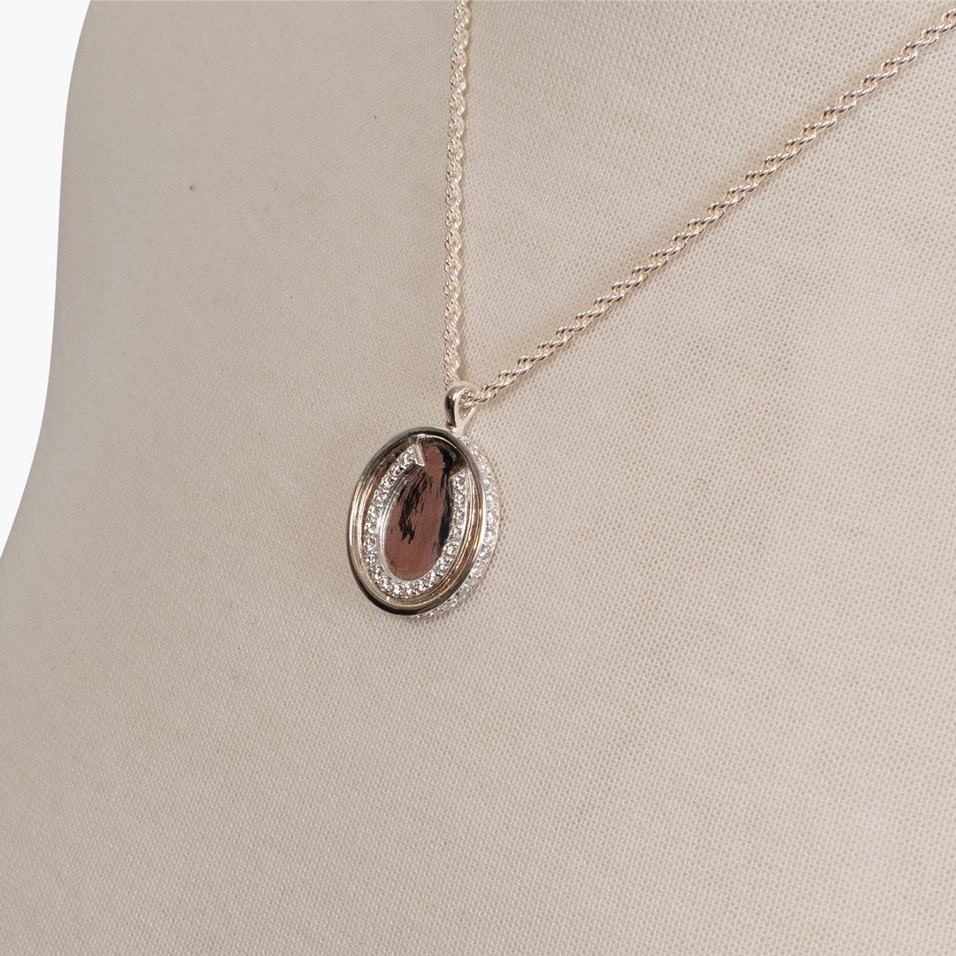 Chauncy Pave Equestrian Horseshoe Necklace in Silver Urban-Equestrian