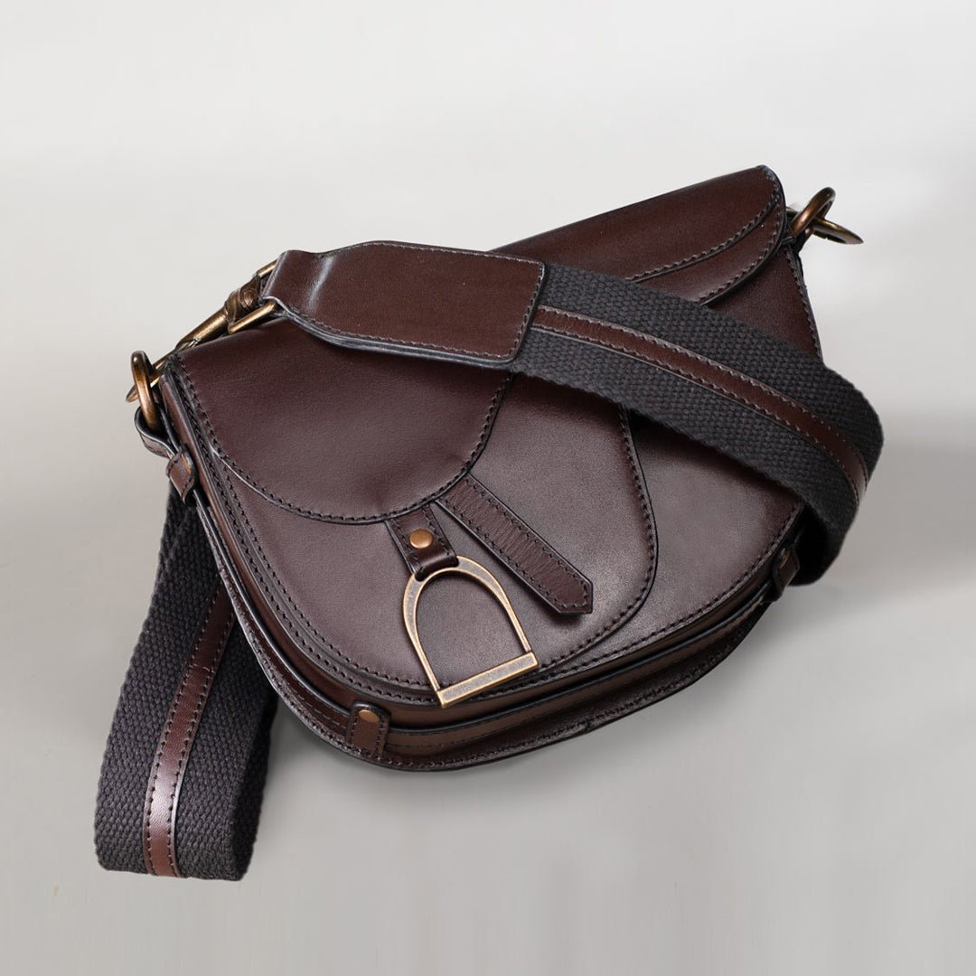 Signature Saddle Bag - Luxury Leather Handbag in Deep Brown Urban-Equestrian