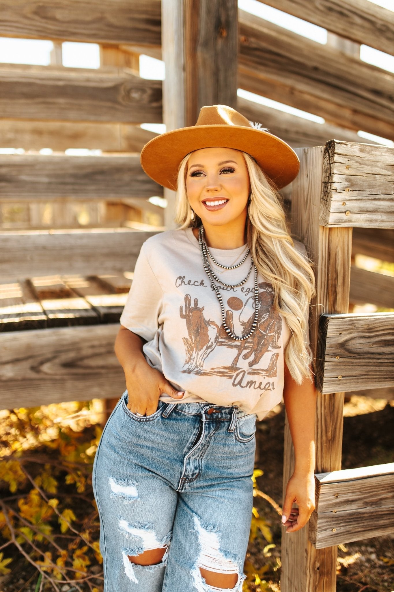 Check Your Ego Amigo Desert Rider Graphic Tee - Tan Wild Junkie