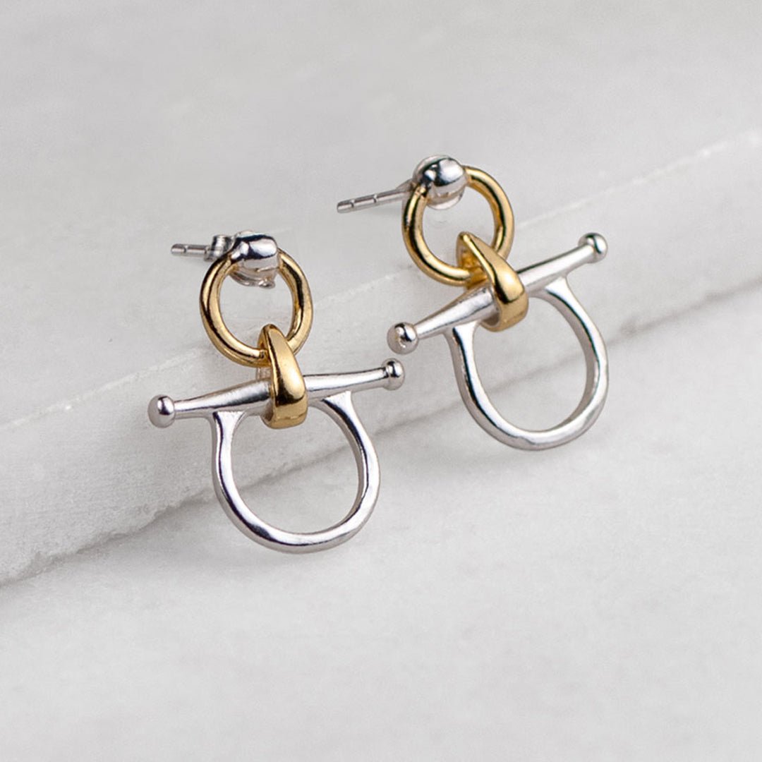 Chelsea - Horse Bit Equestrian Earring Two Tone Urban-Equestrian