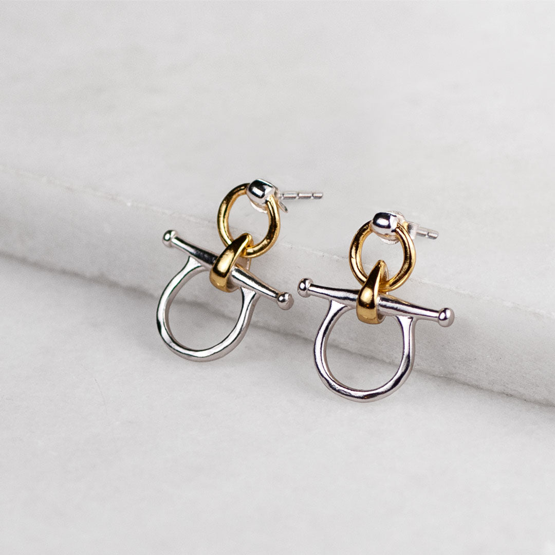 Chelsea - Horse Bit Equestrian Earring Two Tone Urban-Equestrian