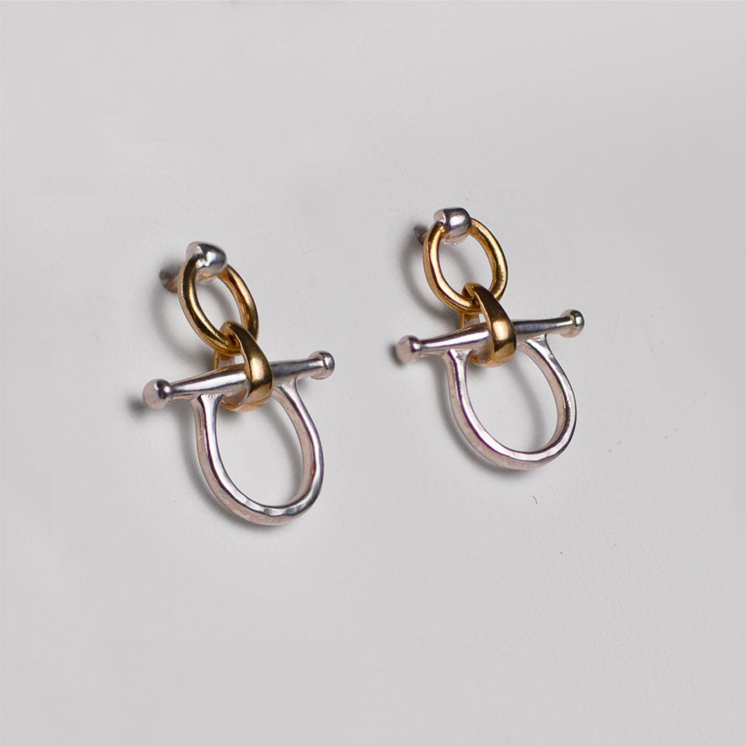 Chelsea - Horse Bit Equestrian Earring Two Tone Urban-Equestrian