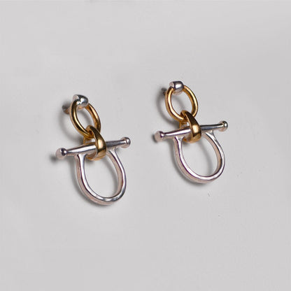 Chelsea - Horse Bit Equestrian Earring Two Tone Urban-Equestrian