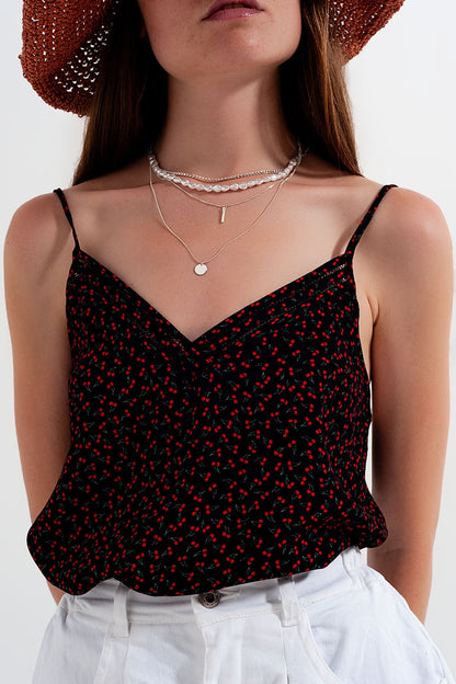Cherry top in black Q2store