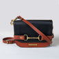 Saratoga- Horse Bit Crossbody Luxury Leather Handbag in Cognac on Black Urban-Equestrian