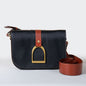 Signature Stirrup - Riding Stirrup Crossbody Luxury Leather Handbag in Cognac on Black Urban-Equestrian