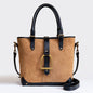 Signature - Riding Stirrup Tote Luxury Leather Handbag in Black on Chestnut Urban-Equestrian