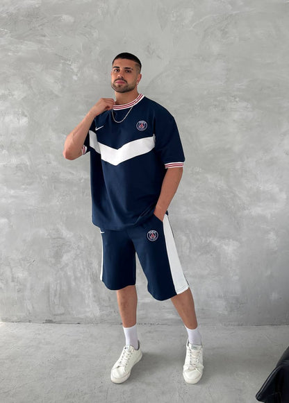 Chevron Victory Men's Polo & Shorts Set – Classic Football Style with Modern Edge Withinblack