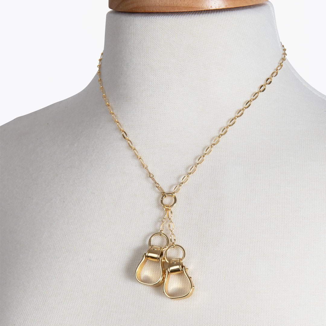 Cheyenne - Double Western Stirrup Necklace in Gold Urban-Equestrian