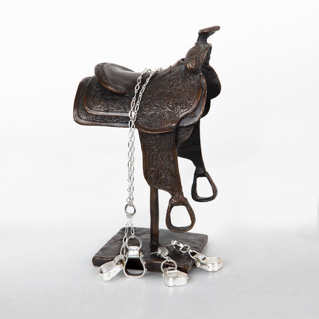 Cheyenne - Double Western Stirrup Necklace in Silver Urban-Equestrian