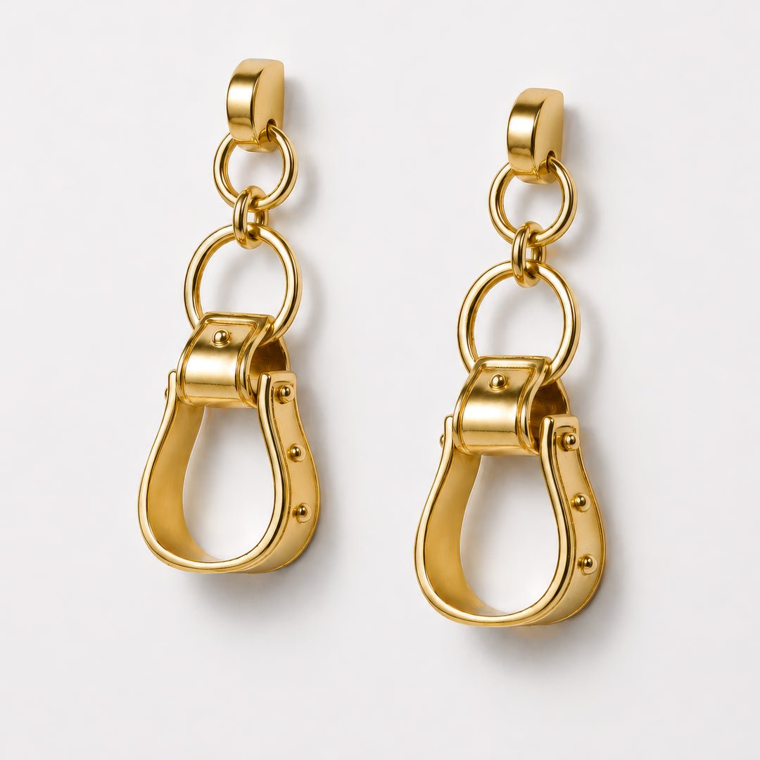 Cheyenne - Western Riding Stirrup Earring in Gold Urban-Equestrian