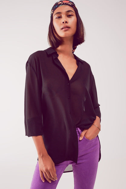 Chiffon shirt in black