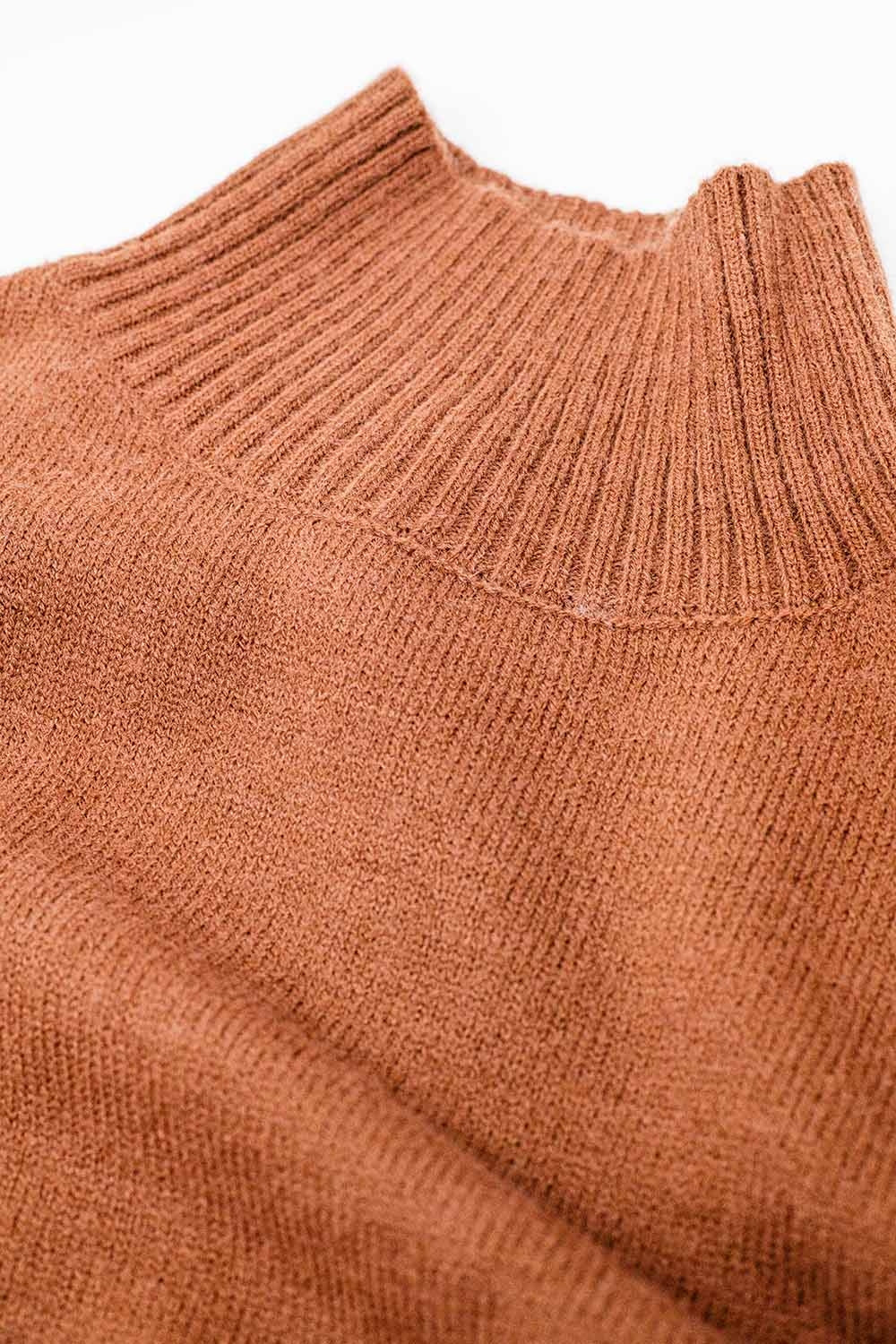chunky knit sweater in camel with turtleneck Q2store