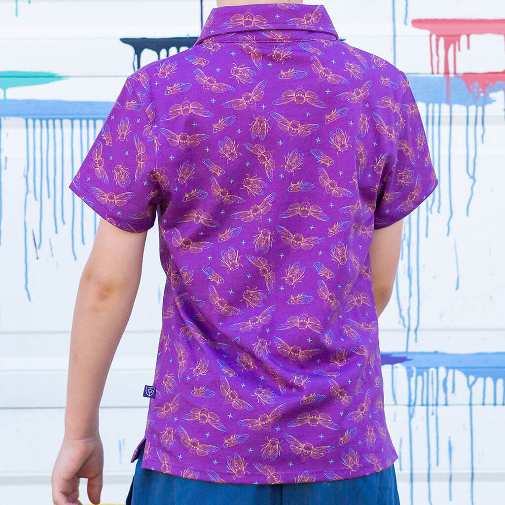 "Emergence" Cicadas Short Sleeve Polo Shirt Princess Awesome & Boy Wonder