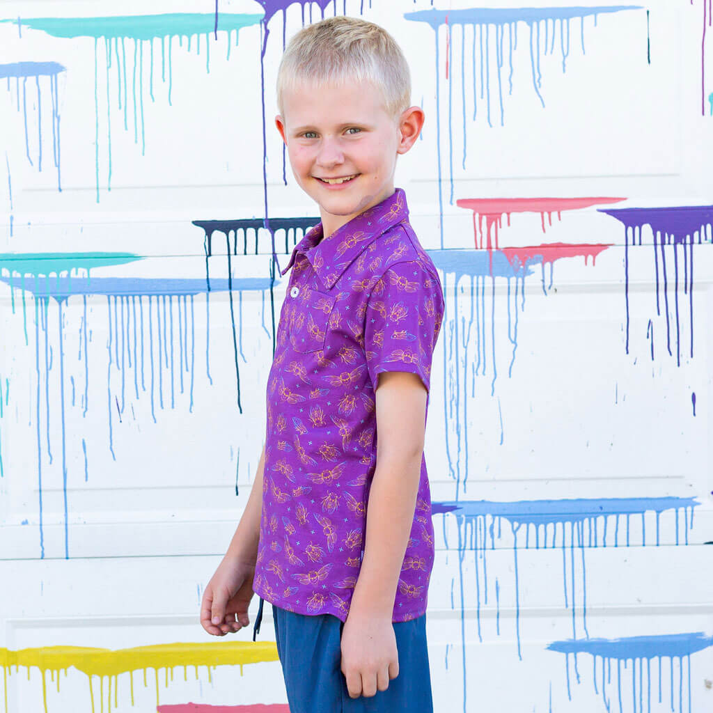 "Emergence" Cicadas Short Sleeve Polo Shirt Princess Awesome & Boy Wonder