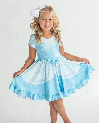 Dazzling Duos Cinderella Princess - Girls Hugs Twirl Dress with Pockets Charlies Project Kids