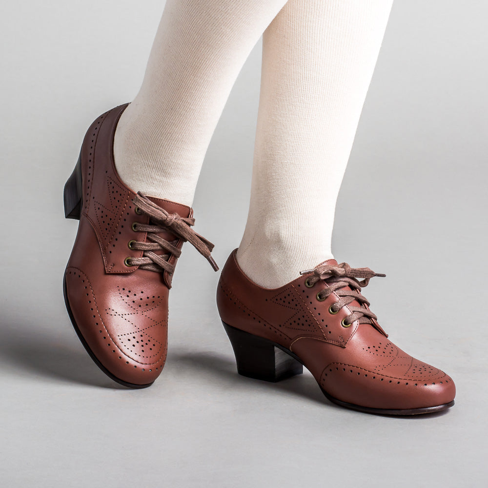 Claire 1940s Oxfords (Brown) American Duchess