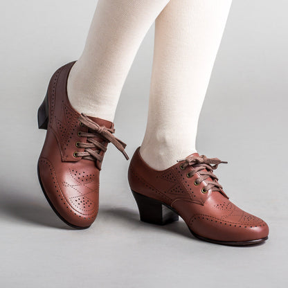 Claire 1940s Oxfords (Brown) American Duchess