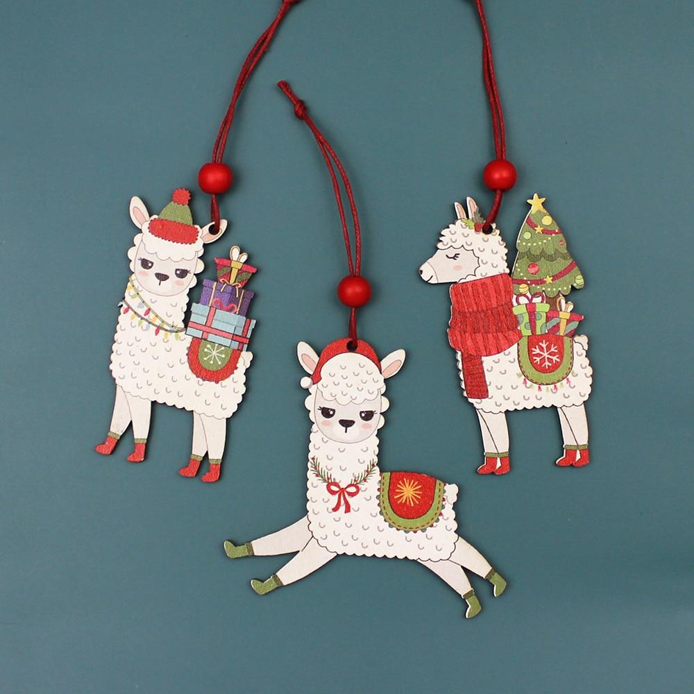 Classic Alpaca Wooden Christmas Ornament Set Purely Alpaca