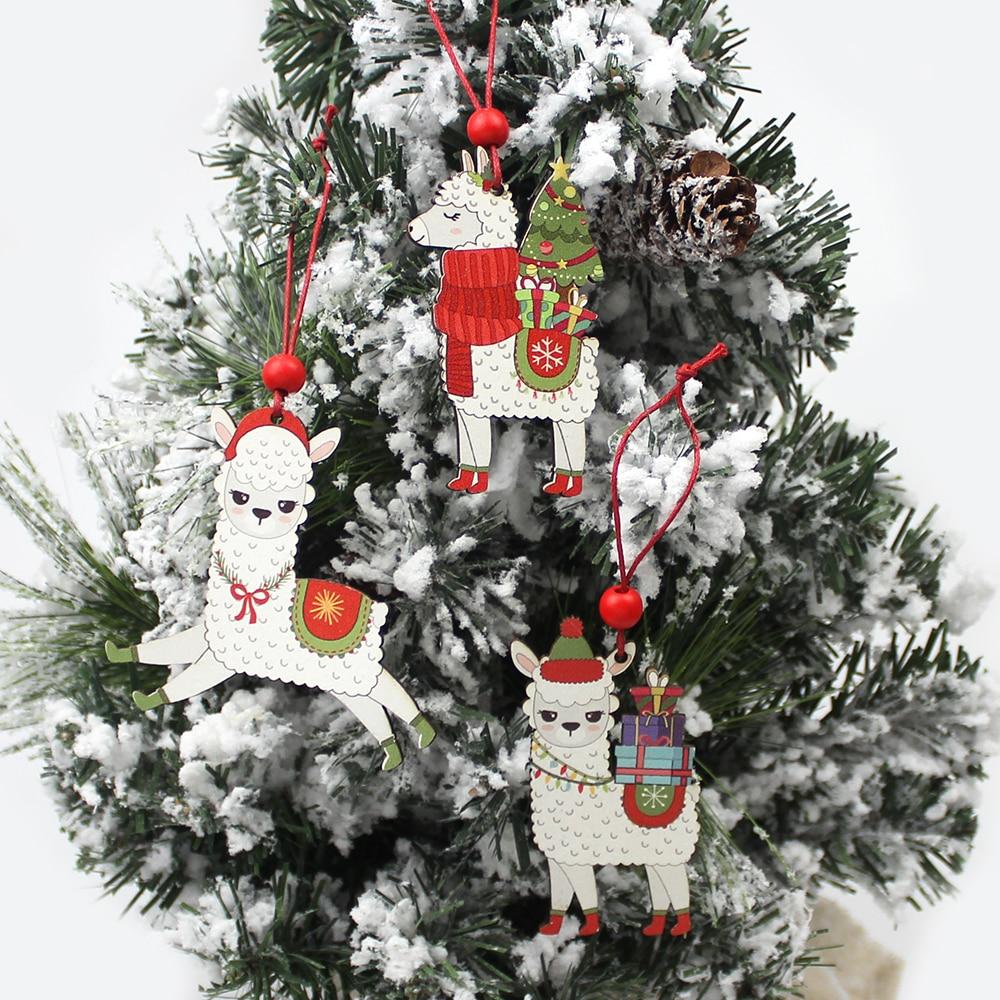 Classic Alpaca Wooden Christmas Ornament Set Purely Alpaca