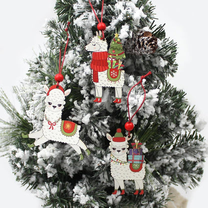 Classic Alpaca Wooden Christmas Ornament Set Purely Alpaca