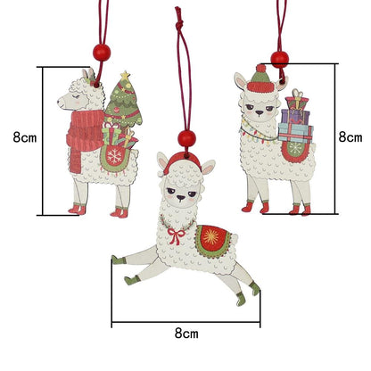 Classic Alpaca Wooden Christmas Ornament Set Purely Alpaca