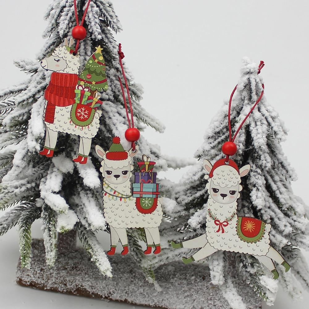 Classic Alpaca Wooden Christmas Ornament Set Purely Alpaca