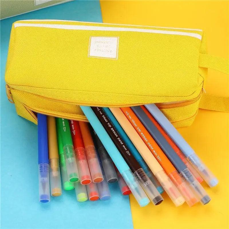 Classic Colorful Large Capacity Pencil Cases For Students Cool Design Double Zipper Pencil Pouch Pen Bag For School Stevvex