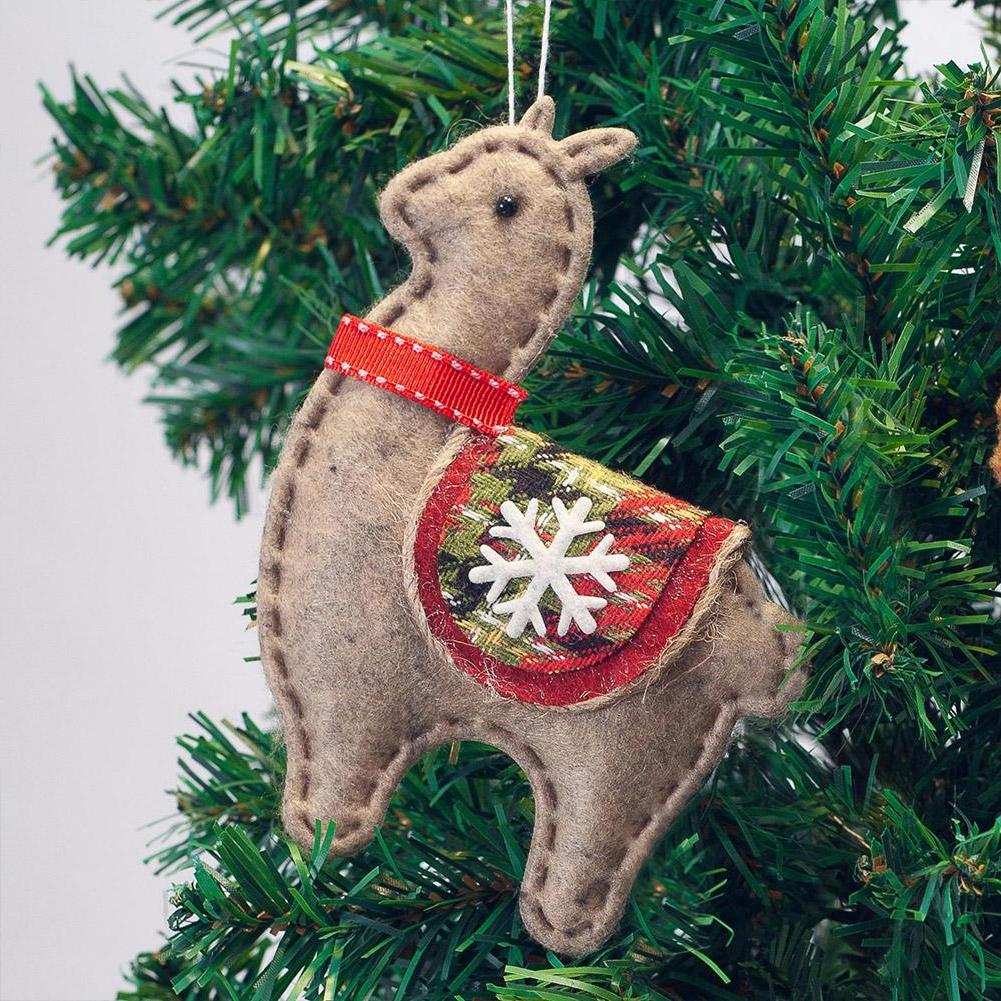 Classic Handmade Felt Alpaca Tree Hanging Ornament Set Purely Alpaca