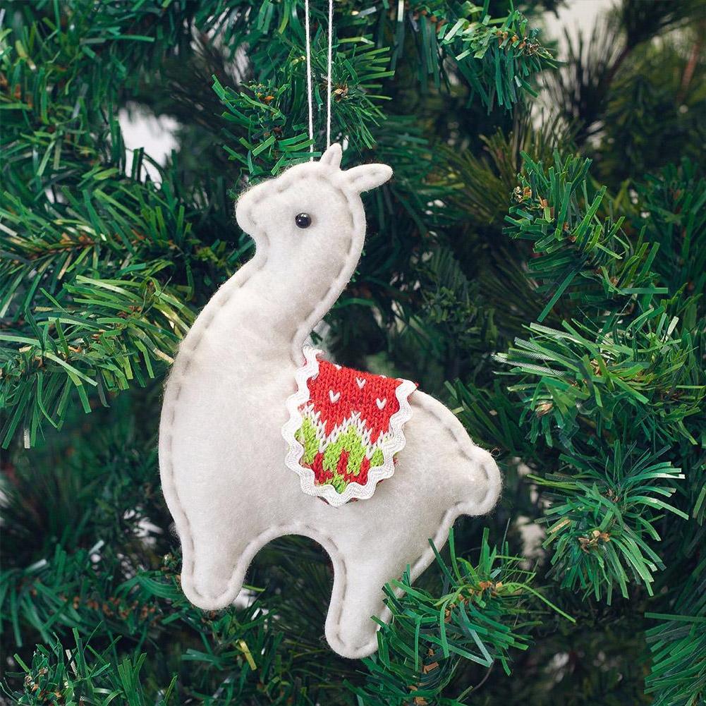 Classic Handmade Felt Alpaca Tree Hanging Ornament Set Purely Alpaca
