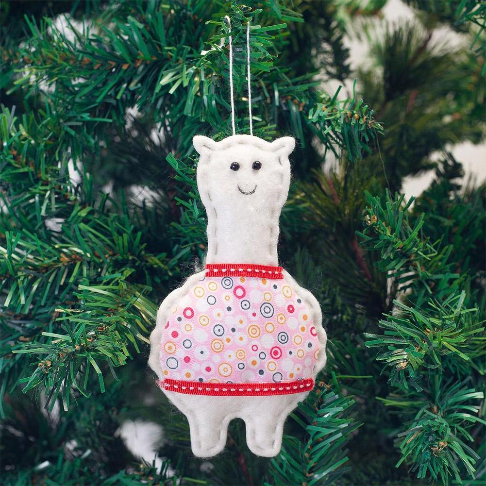 Classic Handmade Felt Alpaca Tree Hanging Ornament Set Purely Alpaca