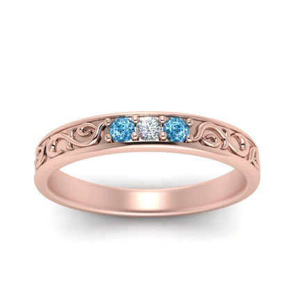 Classic Mens 3 Stone Wedding Band Fascinating Diamonds