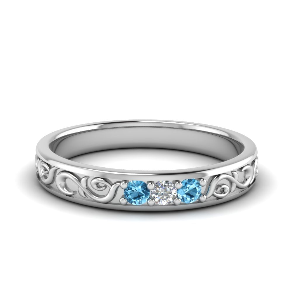 Classic Mens 3 Stone Wedding Band Fascinating Diamonds