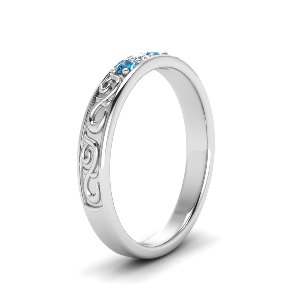 Classic Mens 3 Stone Wedding Band Fascinating Diamonds