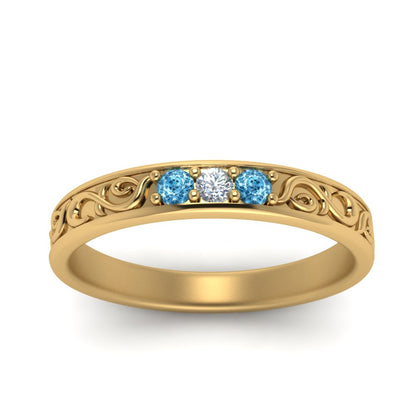 Classic Mens 3 Stone Wedding Band Fascinating Diamonds