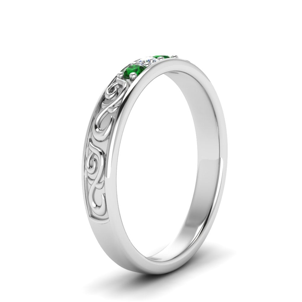 Classic Mens 3 Stone Wedding Band Fascinating Diamonds