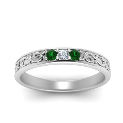 Classic Mens 3 Stone Wedding Band Fascinating Diamonds