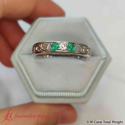 Classic Mens 3 Stone Wedding Band Fascinating Diamonds