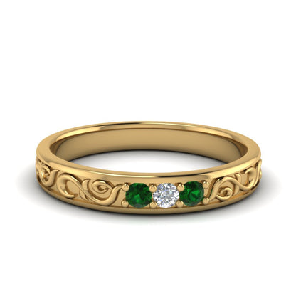 Classic Mens 3 Stone Wedding Band Fascinating Diamonds