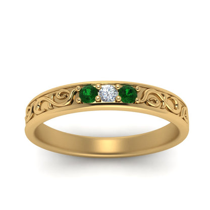 Classic Mens 3 Stone Wedding Band Fascinating Diamonds