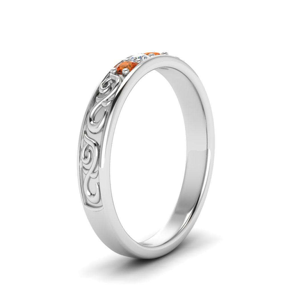 Classic Mens 3 Stone Wedding Band Fascinating Diamonds