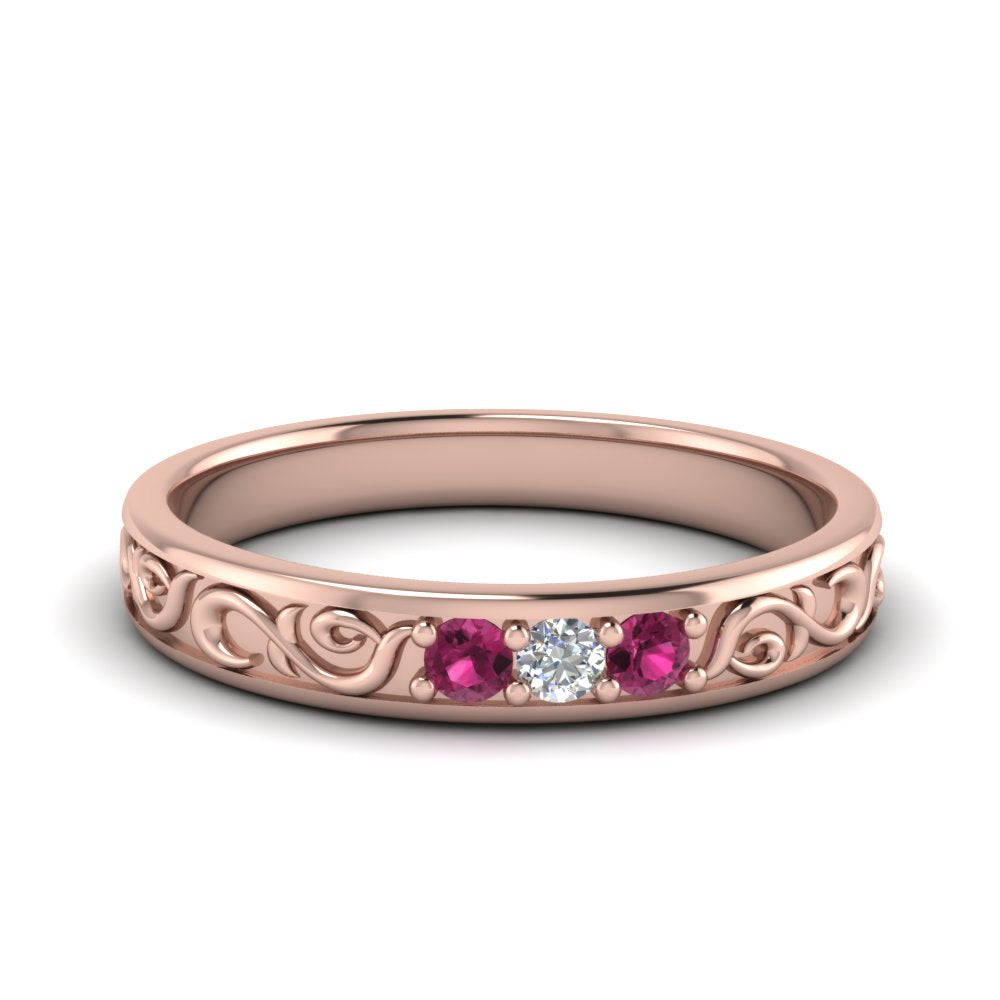 Classic Mens 3 Stone Wedding Band Fascinating Diamonds