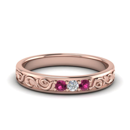 Classic Mens 3 Stone Wedding Band Fascinating Diamonds