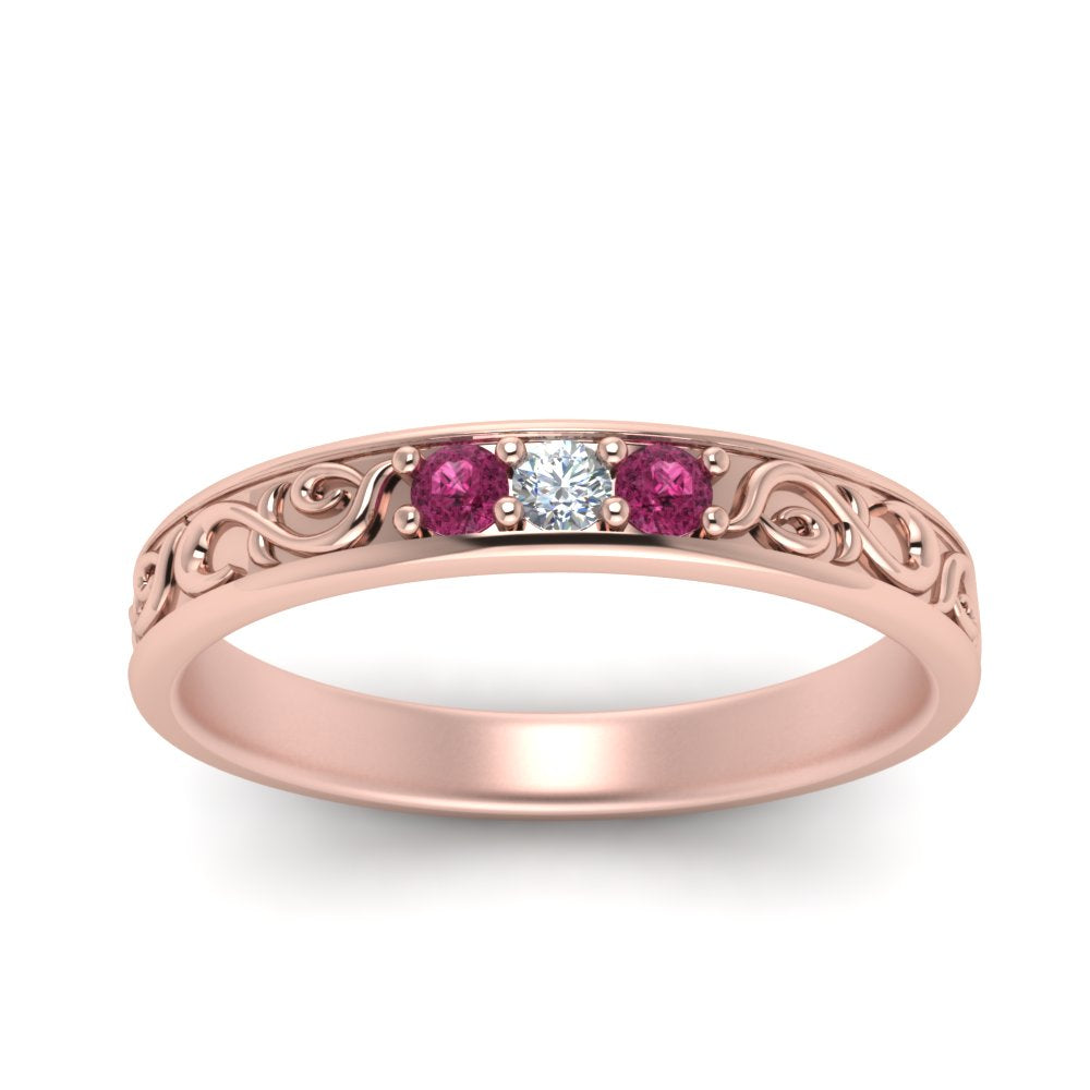 Classic Mens 3 Stone Wedding Band Fascinating Diamonds